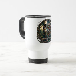 Kybernetische Eule Natur vs Technologie Steampunk Reisebecher