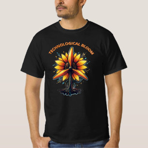 Kybernetische Sonnenblume - Technologische Blüte - T-Shirt