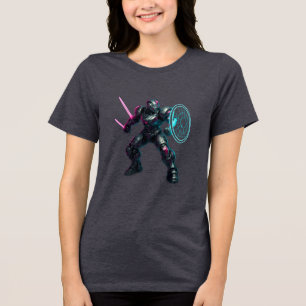 Kybernetischer Gladiator – Neonklingenkrieger Tri-Blend Shirt