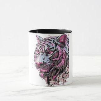 Kybernetischer Mecha-Tiger: Futuristisches Neonros Tasse
