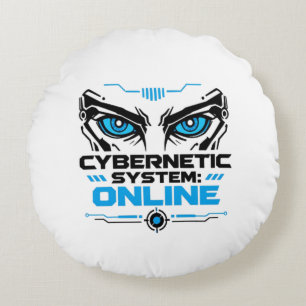 Kybernetisches System Online Futuristischer Robote Rundes Kissen