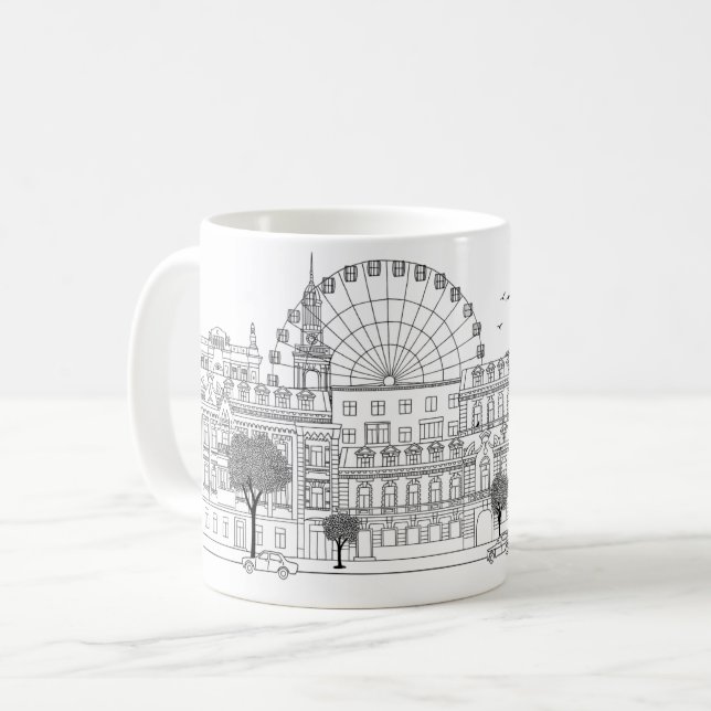 Kyiv Illustratin Mug Kaffeetasse (Vorderseite Links)