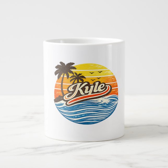 Kyle Retro Sunset Name Design Jumbo-Tasse (Vorderseite)