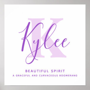 Kylee Name bedeutet lila Text personalisiert Poster