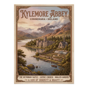 Kylemore-Abtei Irland Vintage-Reiseposter Poster