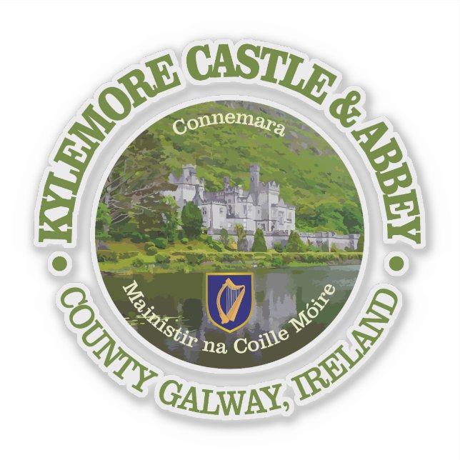 Kylemore Castle & Abbey (rd) Aufkleber (Vorderseite)