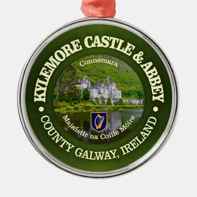 Kylemore Castle & Abbey (rd) Ornament Aus Metall (Vorne)