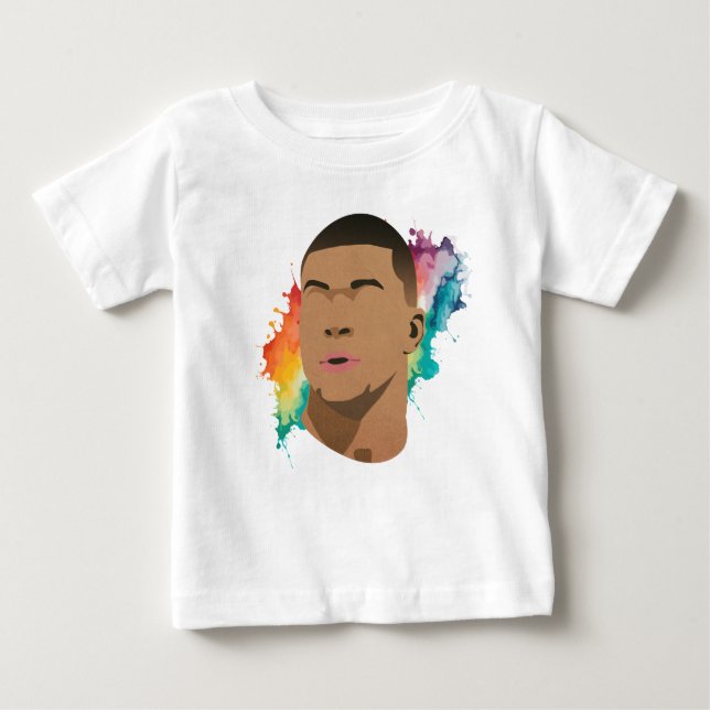 Kylian Mbappe Rainbow Watercolor Kids T - Shirt (Vorderseite)