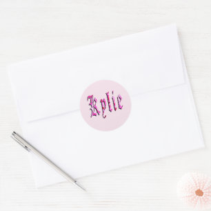 "Kylie" Floral Pink Kylie Name, Runder Aufkleber
