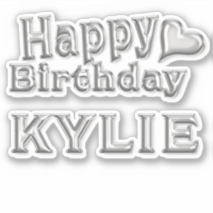 Kylie Happy Birthday silver Aufkleber Sticker