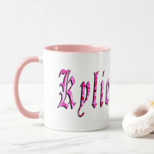 Kylie, Name, Logo Ringer Combo Kaffee Tasse. Tasse (Mit Donut)