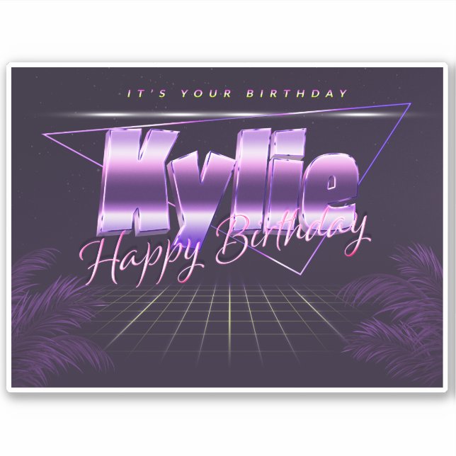 Kylie Name Vorname lila retro Sticker Geburtstag (Vorderseite)