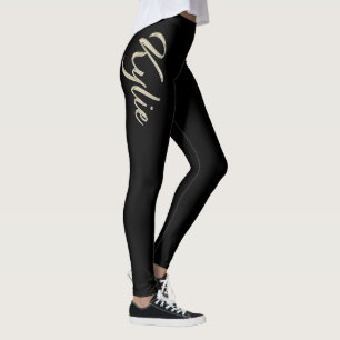 Kylie white gold Handwriting Hose Leggings