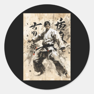 Kyokushin Karate Japanische Kalligrafie Kampfsport Runder Aufkleber