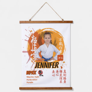Kyokushin Orange Gürtel Krieger Kinder Foto-Tapete Wandteppich Mit Holzrahmen