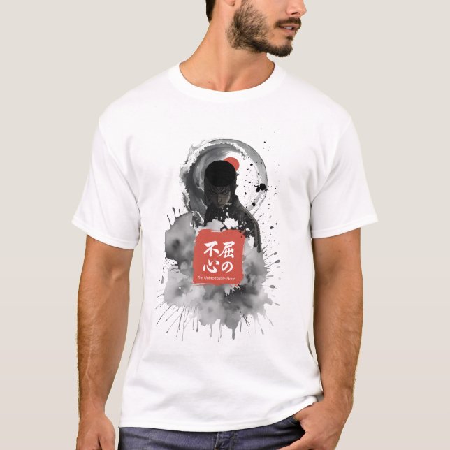 Kyokushin Sumi-E Warrior Ink Art Inspiration Kanji T-Shirt (Vorderseite)