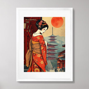 Kyōto 京 都 Japan geisha Vintage Retro-Postkarte Poster