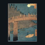 Kyoto-Brücke durch Mondlicht Postkarte<br><div class="desc">Kyōto Brücke im Mondlicht,  aus der Serie '100 Views of Famous Place in Edo',  Pub. 1855,  | von Ando oder Utagawa Hiroshige | Art Location: Victoria & Albert Museum,  London,  UK | Japanischer Künstler | Image Collection number: BAL1439</div>