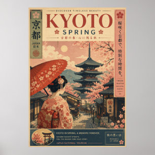 Kyoto Frühling Vintage Japan Reiseplakat Poster
