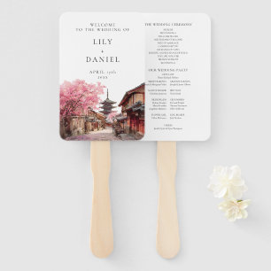 Kyoto Japan Aquarell-Hochzeitsprogramm Fächer