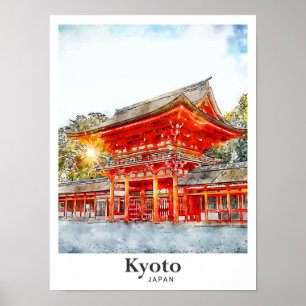 Kyoto Japan Aquarell-Skizze Handgezeichnet Poster