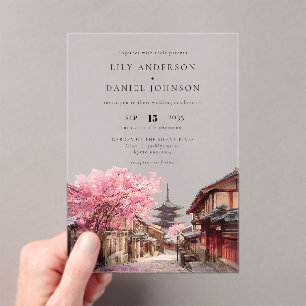 Kyoto Japan Aquarell Ziel Hochzeit Acryleinladungen