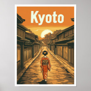 Kyōto Japan Art Vintage Reise Illustration Poster