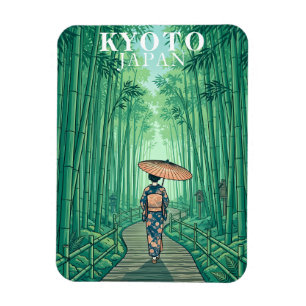Kyoto Japan Bambuswald Vintage Reise Magnet