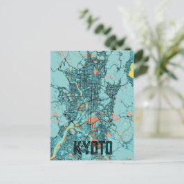 Kyoto Japan City Map Aquamarin Postkarte