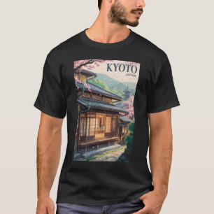 Kyoto Japan Haus Illustration Reise Kunst Vintage T-Shirt