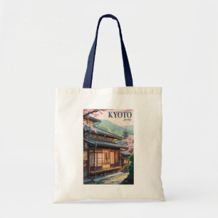 Kyoto Japan Haus Illustration Reise Kunst Vintage Tragetasche