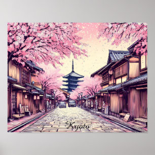 Kyoto Japan Kirschblütenlandschaft Poster