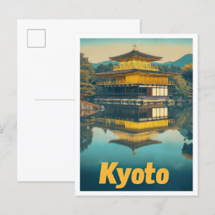Kyoto Japan Kunst Vintage Reiseillustration Postkarte