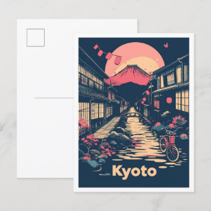 Kyoto Japan Kunst Vintage Reiseillustration Postkarte