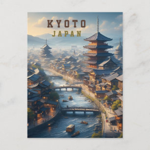 Kyoto Japan Landschaft Reise Vintage Postkarte