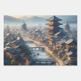 Kyōto Japan Landschaftsreise Vintag Geschenkpapier Set