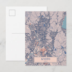 Kyoto Japan luftige Stadtplan Reise Postkarte