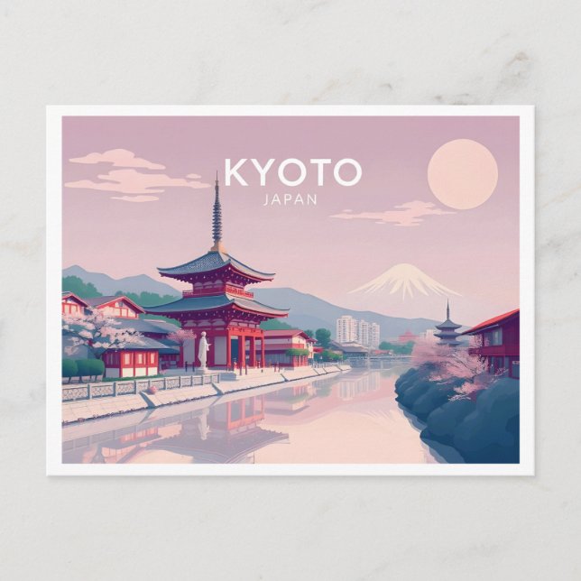 Kyōto Japan Pastell Travel Design Postkarte (Vorderseite)