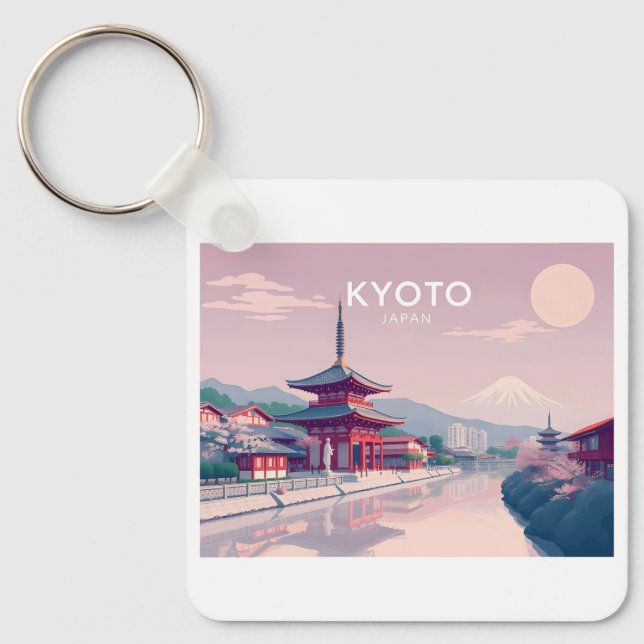Kyōto Japan Pastell Travel Design Schlüsselanhänger (Vorderseite)