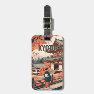 Kyoto Japan Reise Herbst Tempel Retro Personalisie Gepäckanhänger