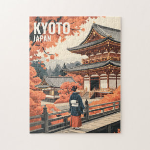 Kyoto Japan Reise Herbst Tempel Retro Personalisie Puzzle
