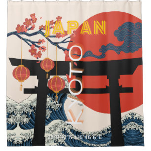 Kyōto Japan Reisekunst, Retro Reisekunst Duschvorhang