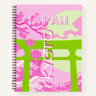 Kyōto Japan Reisekunst, rosa Reisekunst Notizbuch