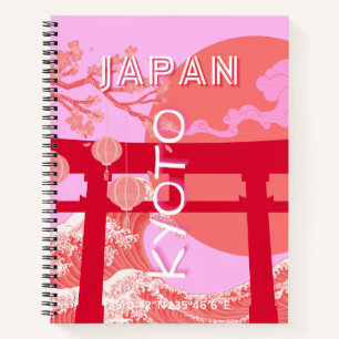 Kyōto Japan Reisekunst, rosa Retro Art Notizbuch