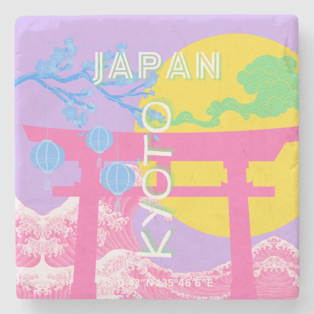 Kyōto Japan Reisekunst Steinuntersetzer (Vorderseite)