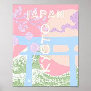 Kyōto Japan Reisen Kunst, rosa Pastellfarben Kunst Poster
