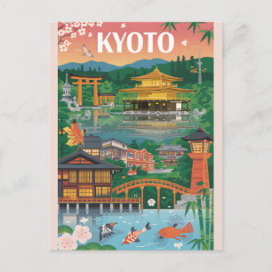 Kyoto Japan Retro-Reiseposter Vintage-Kunst Feiertagspostkarte