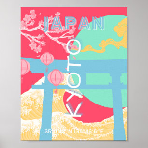 Kyoto Japan Retro Travel Art Poster