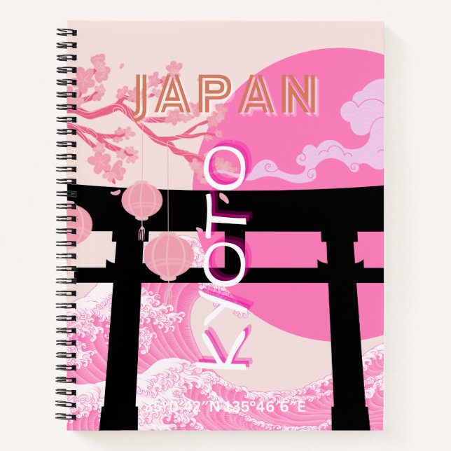 Kyōto Japan Rosa Reisekunst Notizbuch (Vorderseite)