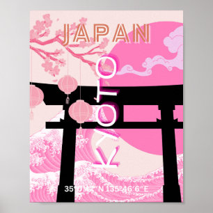 Kyōto Japan Rosa Reisekunst Poster